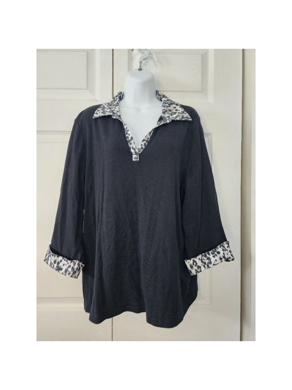 Women's Karen Scott Blouse, 1X, Black and Gray